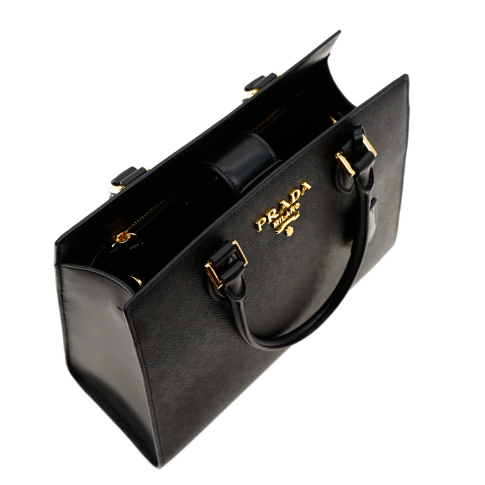 Prada Tote Saffiano Lux Medium Shoulder Bag Black New - Picture 5 of 7